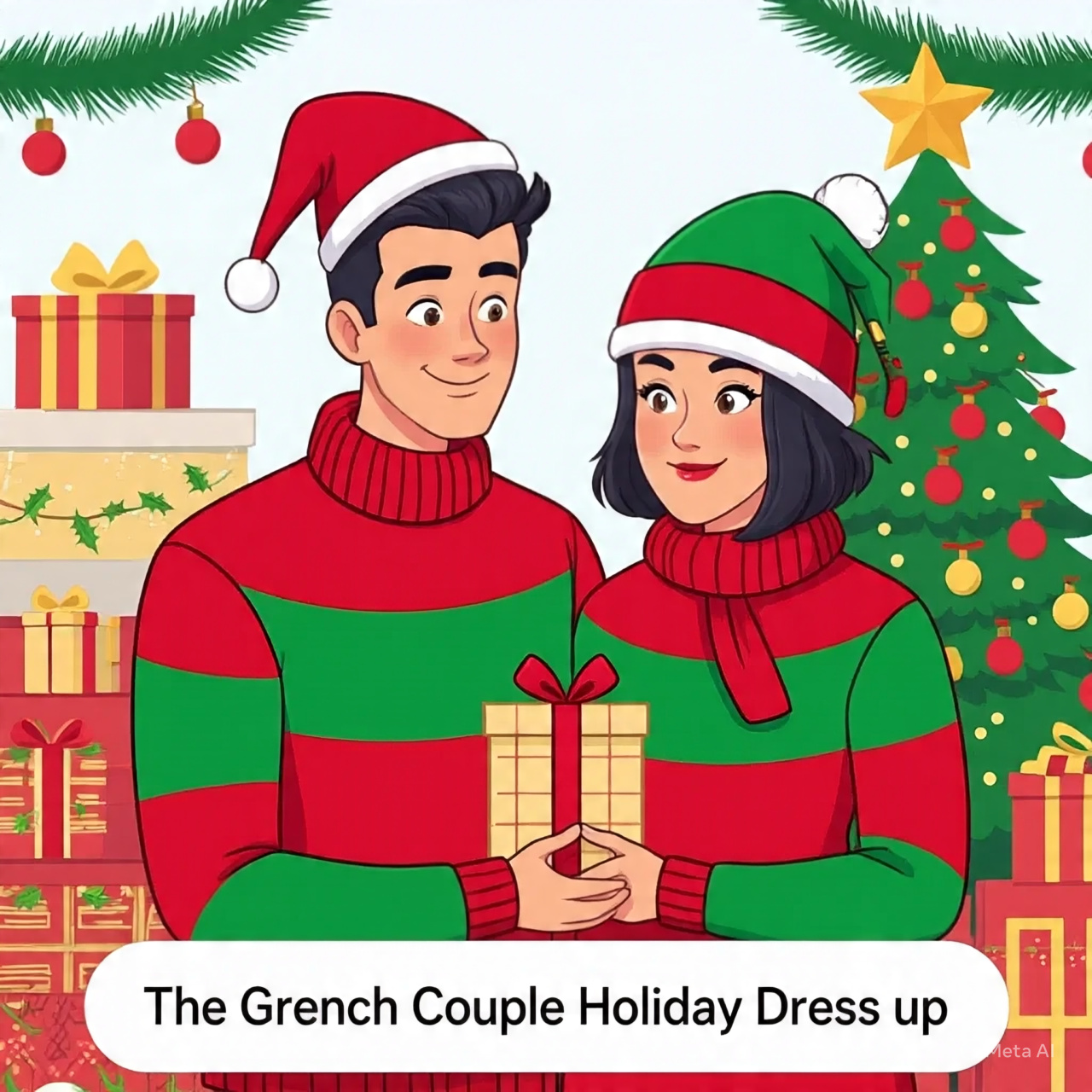The Grench Couple Holiday Dress up